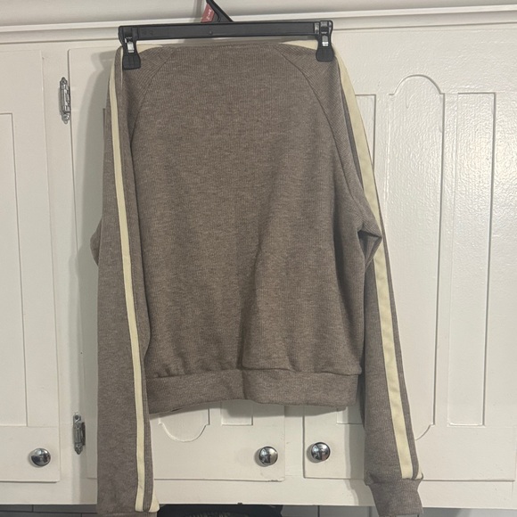 HALARA Brown Zip-Up Jacket with Cream Stripe - Picture 3 of 4